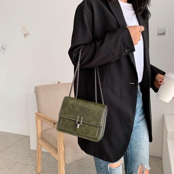 🆕Women Green Leather Crossbody Bag Small Shoulder Purse Satchel Evening Chain - Picture 5 of 9